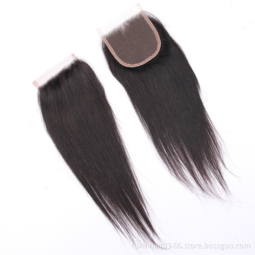 Wholesale 100% Human Hair Unprocessed Virgin Natural Brazilian Remy Hair 4x4 Lace Closure Straight